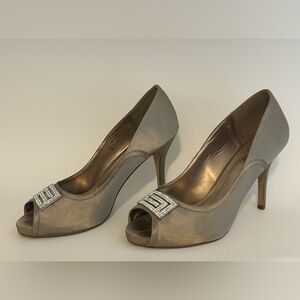 Steve Madden Peep-Toe Heels with Rhinestone Accent